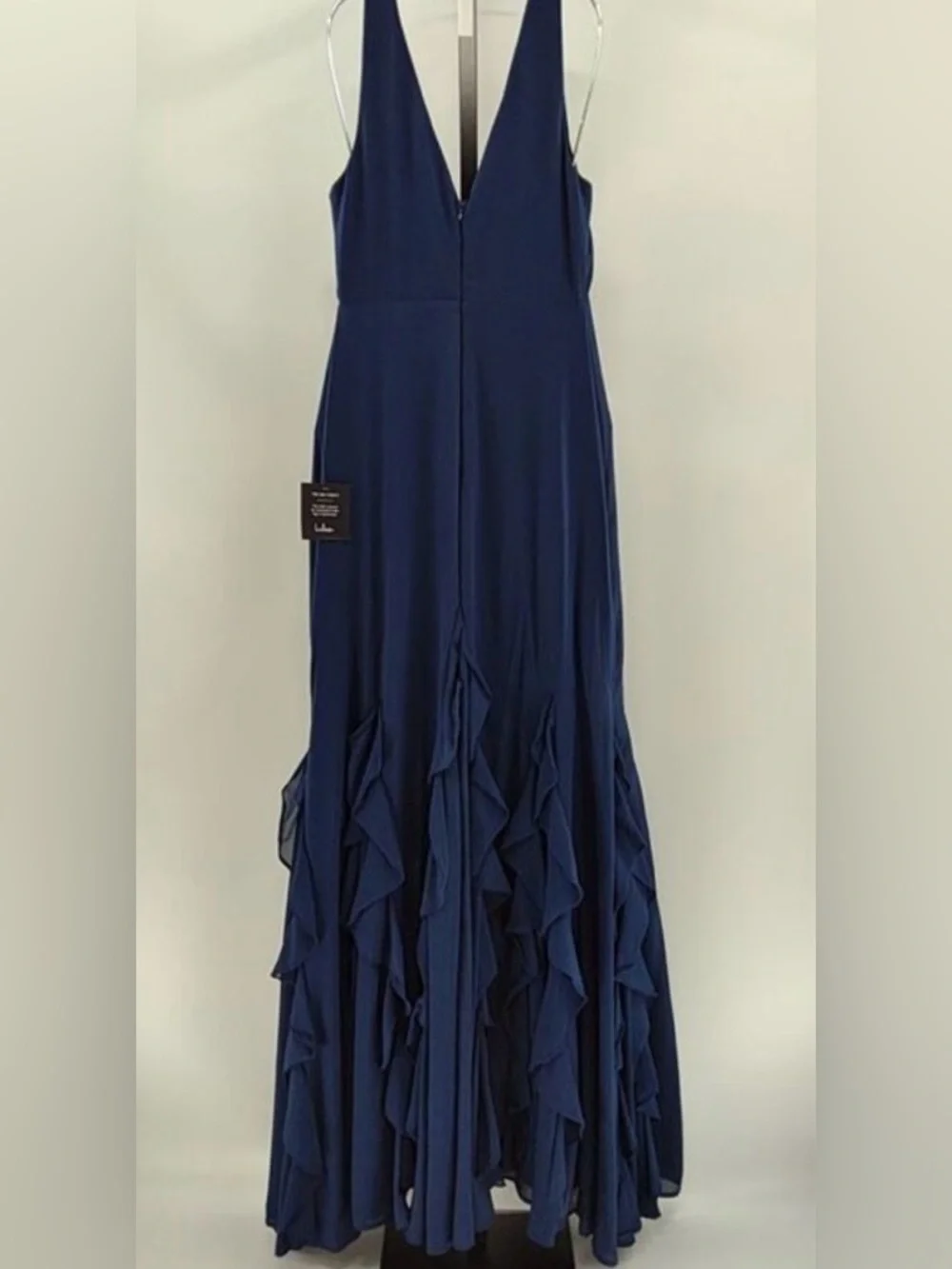 Lulus Alorna Dark Navy Sleeveless Ruffled Maxi Dress M NWT - Picture 5 of 6